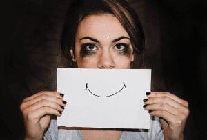 Woman with addicition problem trying to be happy